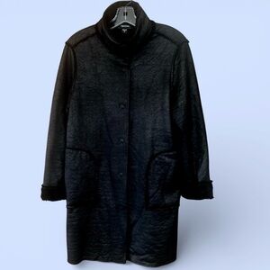 Women's Faux Shearling Coat Karen Kane Sz‎ S Black EUC